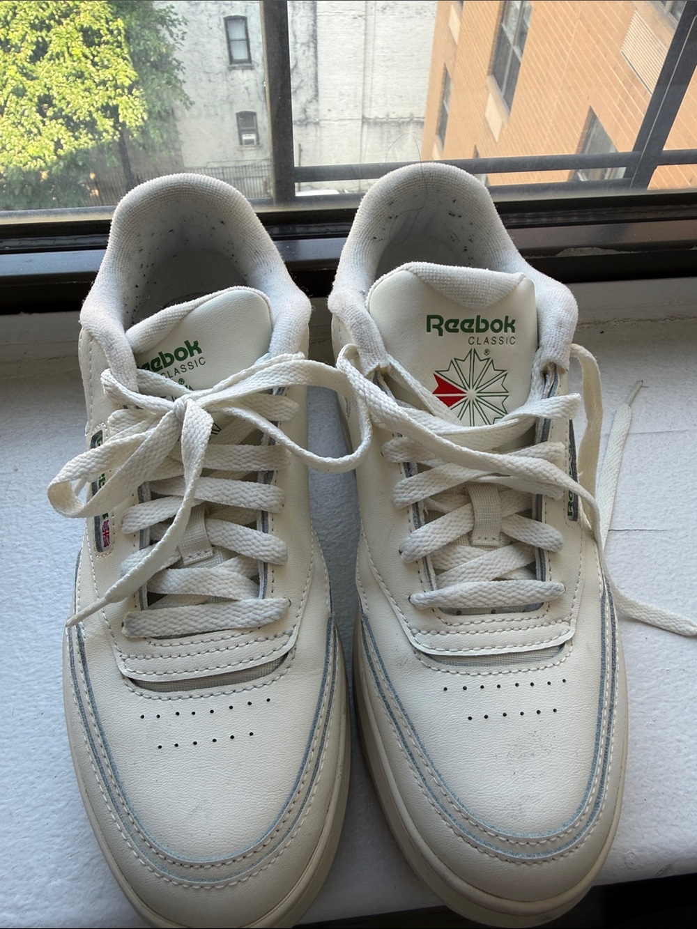 Reebok White Platform Leather Sneakers